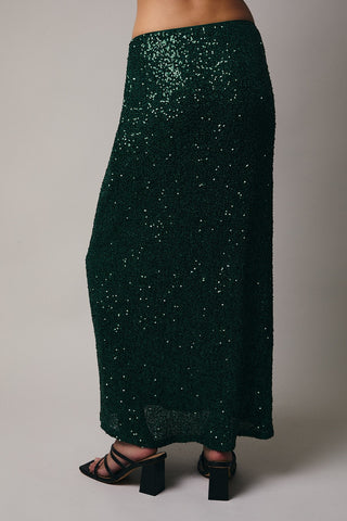 Le Lis | Nivra Sequin Midi Skirt Green