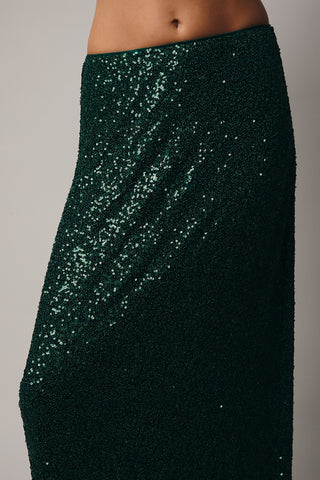 Le Lis | Nivra Sequin Midi Skirt Green