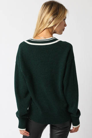 Olivaceous | Aimee Knit Top Dk Green Cream