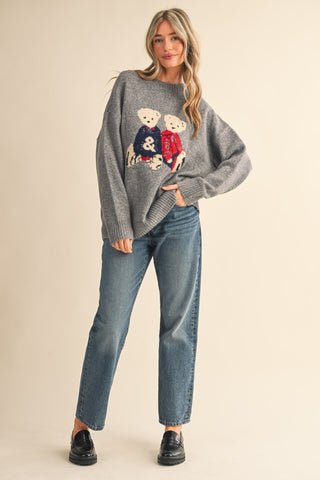 &Merci | Teddy Bear Pullover Sweater H Grey