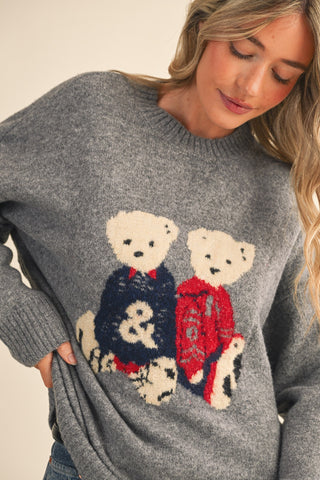 &Merci | Teddy Bear Pullover Sweater H Grey