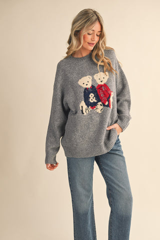 &Merci | Teddy Bear Pullover Sweater H Grey