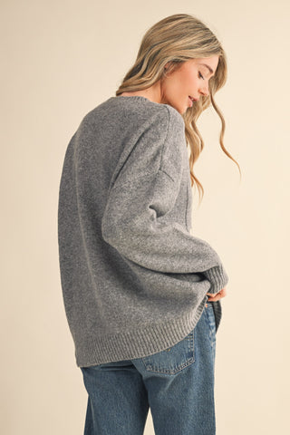 &Merci | Teddy Bear Pullover Sweater H Grey