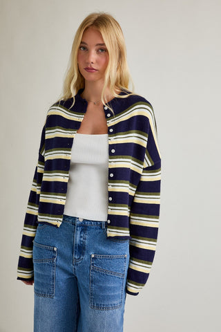 Le Lis | Brix Striped Button Cardigan Navy-Multi Stripe