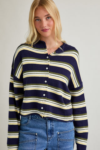 Le Lis | Brix Striped Button Cardigan Navy-Multi Stripe