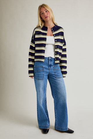 Le Lis | Brix Striped Button Cardigan Navy-Multi Stripe