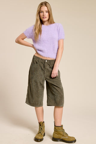 Mimosa | Zoe Fuzzy Short Sleeve Sweater Lilac