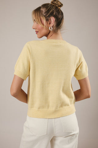 Sunday Edition | Ava Pearl Bow Cardigan Yellow