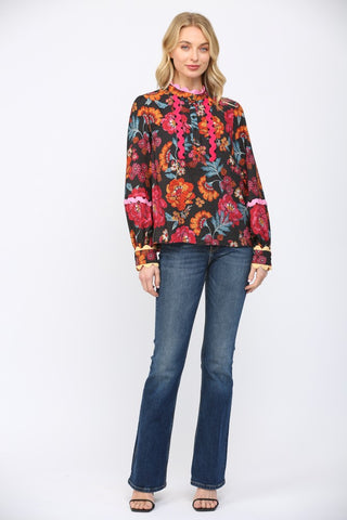 Fate | Georgia Ric-Rac Trimmed Blouse Black Muti