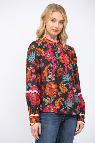 Fate | Georgia Ric-Rac Trimmed Blouse Black Muti