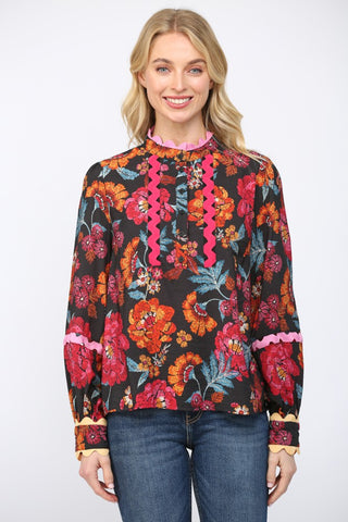 Fate | Georgia Ric-Rac Trimmed Blouse Black Muti