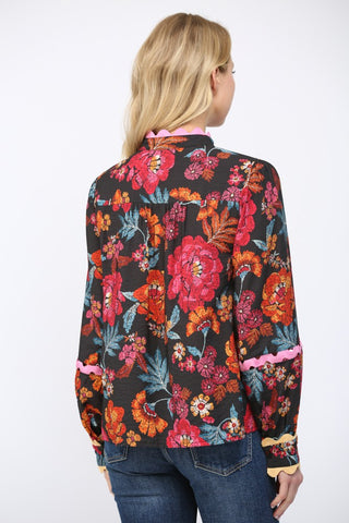 Fate | Georgia Ric-Rac Trimmed Blouse Black Muti