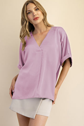 Glam | Zeliah V-Neck Blouse Lavender