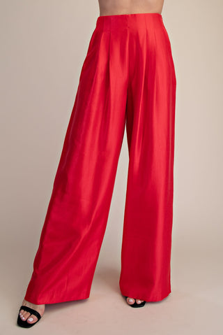 Glam | Azelle High-Waisted Wide Pants Red