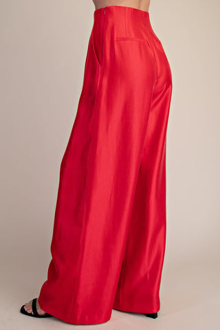 Glam | Azelle High-Waisted Wide Pants Red