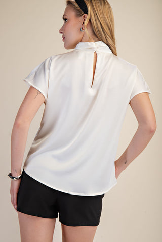 Glam | Yasmin China Collar Top Ivory