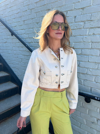 City Chic Cream Denim Jacket