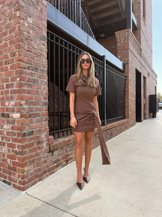 Sutton Buckle Dress Brown