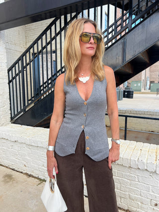 Deluc | Harry Knit Vest Grey Melange