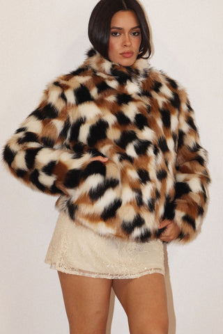 Ashley Faux Fur Jacket Brown