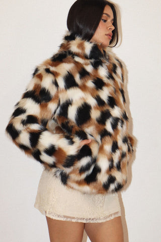Ashley Faux Fur Jacket Brown
