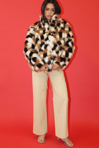 Ashley Faux Fur Jacket Brown