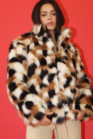 Ashley Faux Fur Jacket Brown