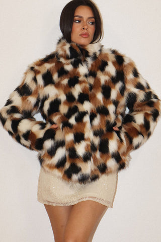 Ashley Faux Fur Jacket Brown