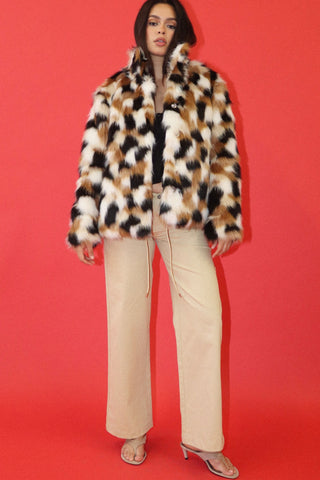 Ashley Faux Fur Jacket Brown