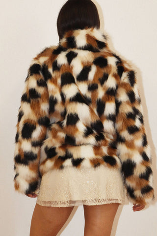 Ashley Faux Fur Jacket Brown