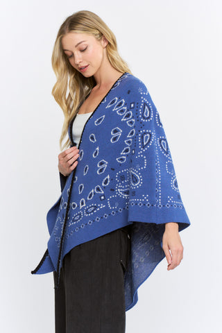 Taylor Bandana Kimono Cardigan Blue Multi