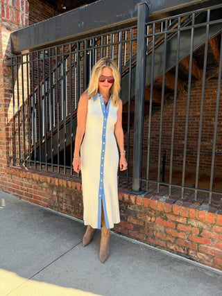 Jennifer Denim Knit Maxi Dress