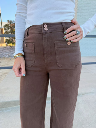 Entro Logan Relaxed Cropped Pants Brown