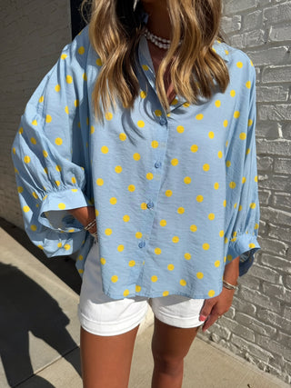 GLAM | Bianca Blouse Blue and Yellow