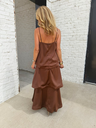 Amelie Layered Maxi Dress Chocolate