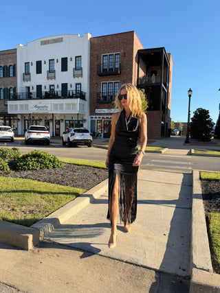 Molly Fringe Dress Black