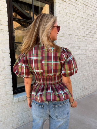 Gwen Short Sleeve Top Burgundy