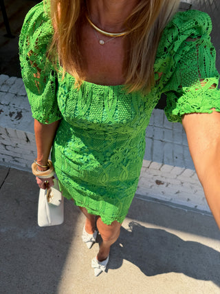 ADELYN RAE | Emery Puff Sleeve Lace Dress