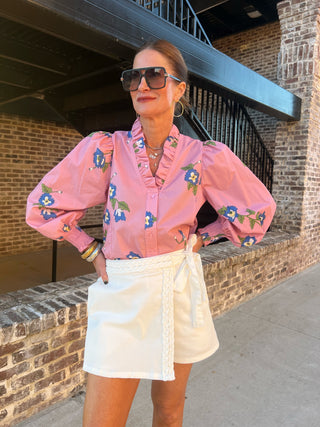 Entro Zella Printed Cuff LS Top Pink