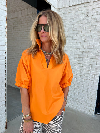 Adrienne Inc | Stand Collar Drop Shoulder Top Orange
