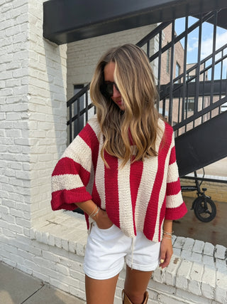 Blythe Striped Sweater Red