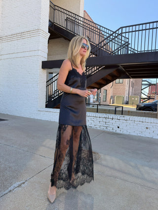 Allison Lace Slip Dress Black