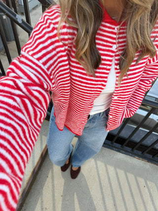The Keepsake Cardigan Red Stripe