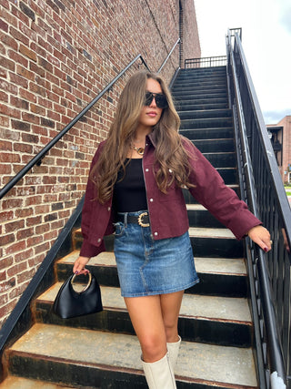 NEEDIi | Nikki Cropped Barn Jacket Wine
