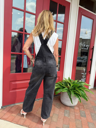 Quinn Denim Overalls Washed Black
