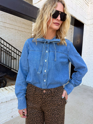 Josie Tie Front Denim Top