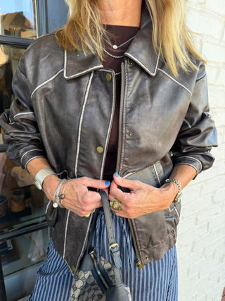 Kylie Leather Jacket Brown