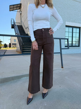Entro Logan Relaxed Cropped Pants Brown