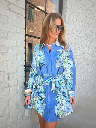 Fate | Janelle Self Sash Mini Dress Blue Multi