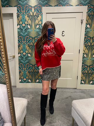 Le Lis | "Happy Holidays" Sweater Red
